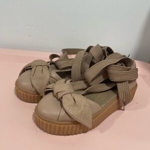 Authentic Puma x Fenty Beige Tan Creeper Platform Ballerina Sandals Flats 5.5